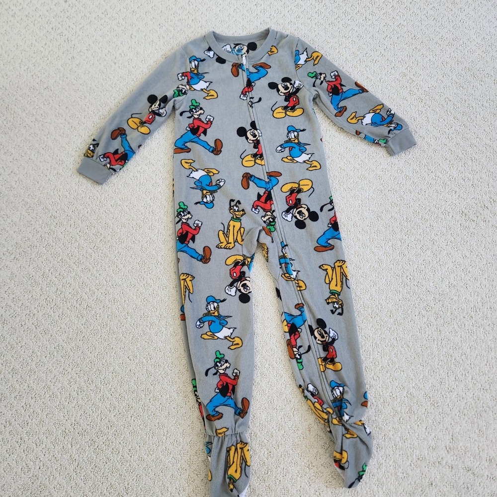 Disney Mickey Mouse Clubhouse Zip-up Footed Pajamas 5T Fleece Sleepwear